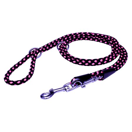PROFIZOO Vodítko prepínacie - syntetické lano (10mm x 240cm) čierno-ružová