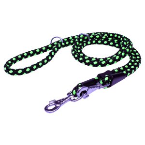 PROFIZOO Vodítko prepínacie - syntetické lano (14mm x 240cm) čierno-zelená