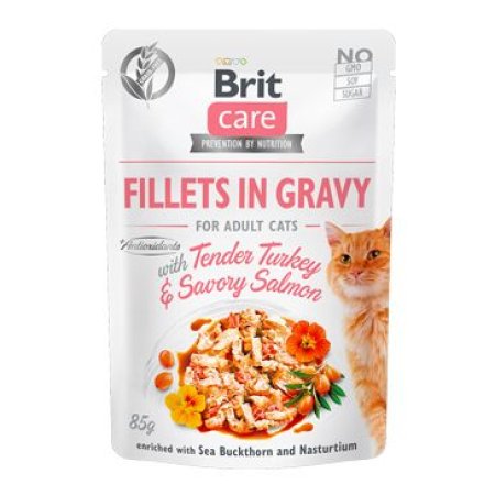 Brit Care Cat Fillets in Gravy Turkey & Salmon 85g