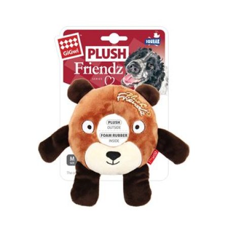 Hračka pes GiGwi Plush Friendz medveď s gumovým krúžkom 17 x 16 x 2,5 cm