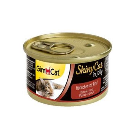 Gimpet mačka konz. ShinyCat kurá s hovädzím 70g