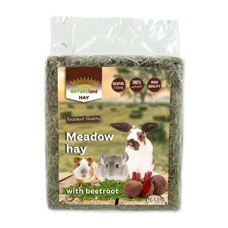 Seno NATURE LAND Meadow Hay s červenou repou 650 g