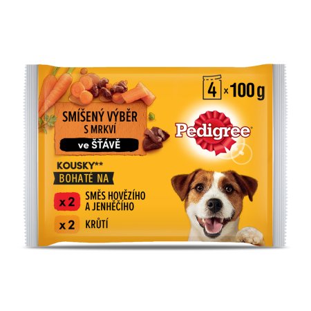 PEDIGREE vrecko s hovädzím s jahňacím a morčacím v šťave 4pack 400 g
