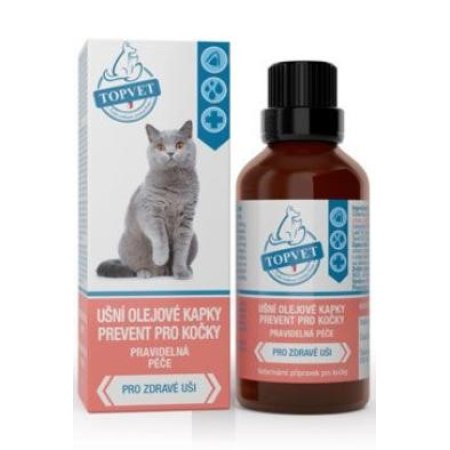 Ušné kvapky Prevent pre mačky TOPVET 50ml