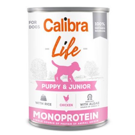 Calibra Dog Life konz. Puppy & Junior Chicken & rice 400g