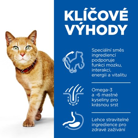 Hill’s Science Plan Senior Vitality pre staršie mačky s kuracím a ryžou 1.5 kg