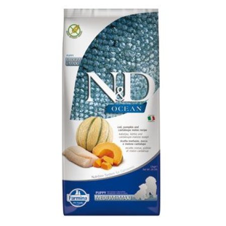 N&D OCEAN DOG Puppy M/L Codfish & Pumpkin & Melón 12kg