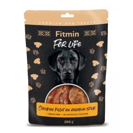 Fitmin dog For Life treat chicken filet on rawhide stick 200 g