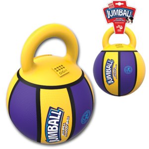 GiGwi Jumball Basketball lopta s rukoväťou žlto-fialový, 20cm