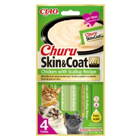 Chúru Cat Skin&Coat Chicken with Scallop Recipe 4x14g