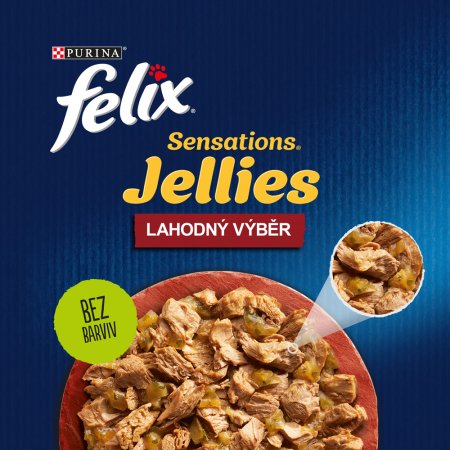 Felix Sensations Jellies ochucené želé s jahňacím, makrelou, treskou a špirálou 12 x 85 g