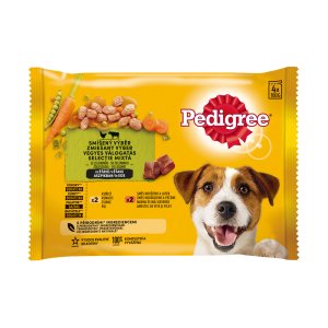 PEDIGREE vrecko s kuracím a hovädzím so zeleninou v šťave 4pack 400 g