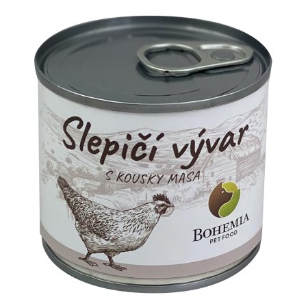 Bohemia Pet Food Slepačí vývar s kúskami mäsa 140 ml