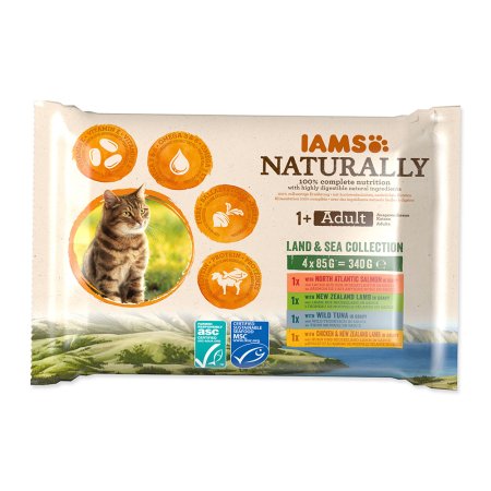 Kapsičky IAMS Cat Naturally výber z morských a suchozemských más v omáčke multipack 340 g