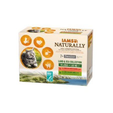 Kapsičky IAMS Cat Naturally Senior výber z morských a suchozemských mäs v omáčke multipack 1020 g