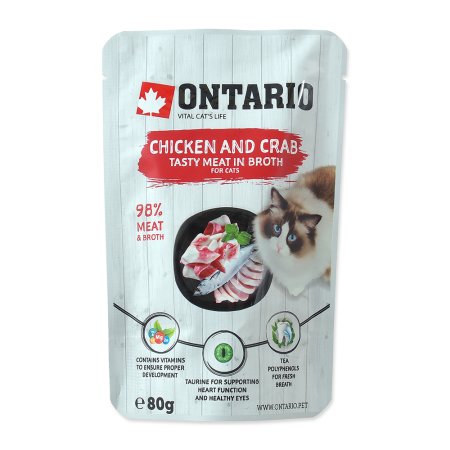 Vrecko ONTARIO Cat Chicken and Crab in Broth 80 g