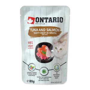 Vrecko ONTARIO Cat Tuna and Salmon v Broth 80 g