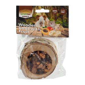 Miska NATURE LAND Nibble plnená ovocím drevená 120 g