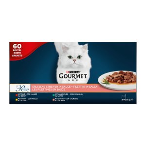 Gourmet Perle minifiletky hovädzie / kurča / králik / losos v šťave multipack 60 x 85 g