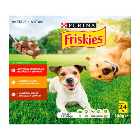 Friskies Adult Dog hovädzie / kurča / jahňacie v šťave multipack 24 x 100 g