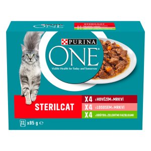 Purina One Sterilcat minifiletky s hovädzím a mrkvou Multipack 12 x 85 g