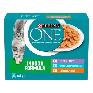 Purina One Indoor minifiletky s kuraťom Multipack 12 x 85 g