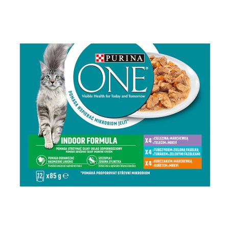 Purina One Indoor minifiletky s kuraťom Multipack 12 x 85 g