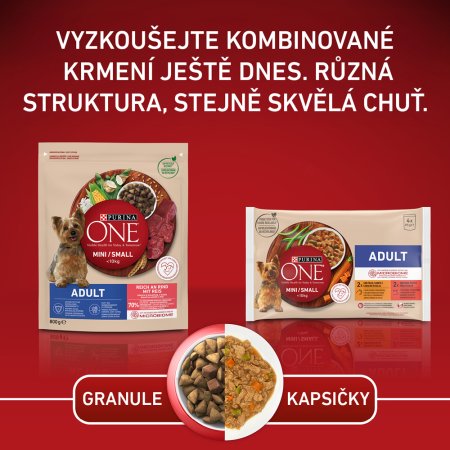 Purina One Mini Adult Dog hovädzie s ryžou 800 g