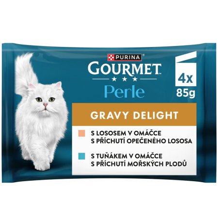 Gourmet Perle Delight s lososom a tuniakom v omáčke multipack 4 x 85 g