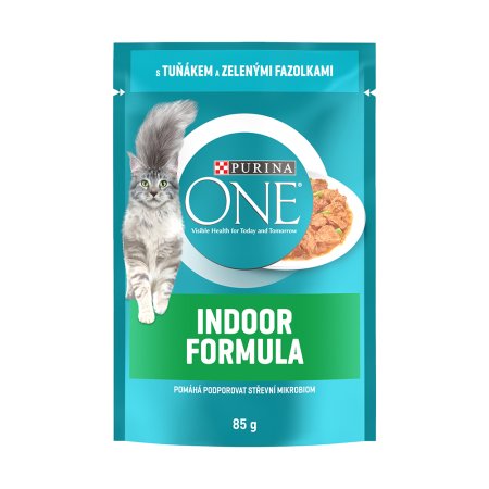 Purina One Indoor Mini filetky s tuniakom a zelenými fazuľkami v šťave 26 x 85 g