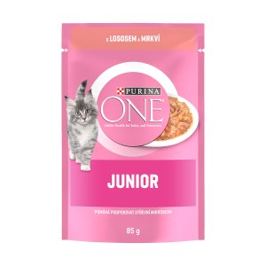 Purina One Junior Mini filetky s lososom a mrkvou v šťave 26 x 85 g