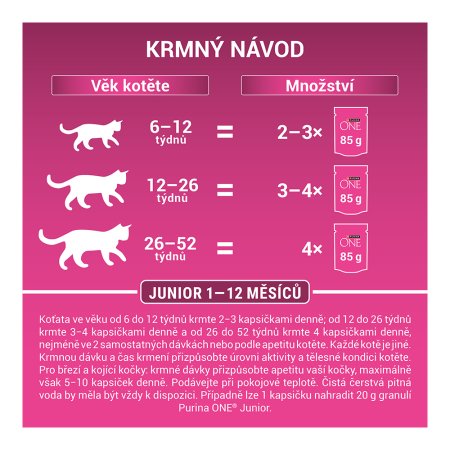 Purina One Junior Mini filetky s lososom a mrkvou v šťave 26 x 85 g