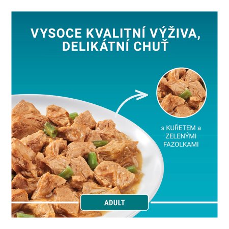 Purina One Adult Mini filetky s kuraťom a zelenými fazuľkami v šťave 26 x 85 g