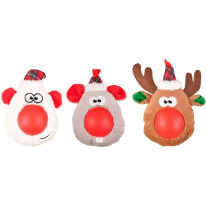 Flamingo Vianočná hračka plyšová hlava gumový nos pre psov 21cm