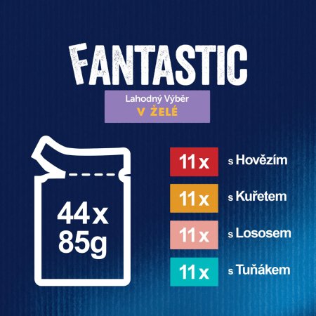 Felix Fantastic sáček Multipack kurča, hovädzie, losos, tuniak 44 x 85 g
