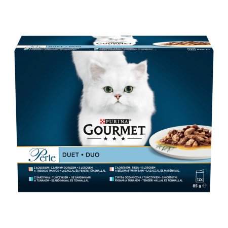 Gourmet Perle minifiletky losos-treska / morské ryby-tuniak / losos-bielomesé ryby / sardinky-tuniak v šťave multipack 12 x 85 g