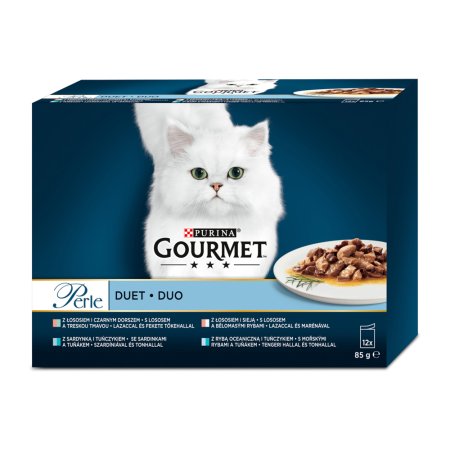 Gourmet Perle minifiletky losos-treska / morské ryby-tuniak / losos-bielomesé ryby / sardinky-tuniak v šťave multipack 12 x 85 g