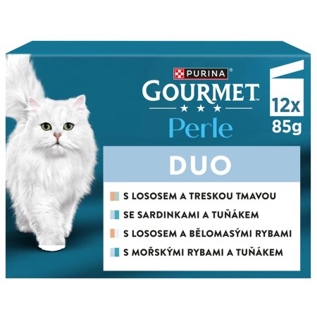 Gourmet Perle minifiletky losos-treska / morské ryby-tuniak / losos-bielomesé ryby / sardinky-tuniak v šťave multipack 12 x 85 g