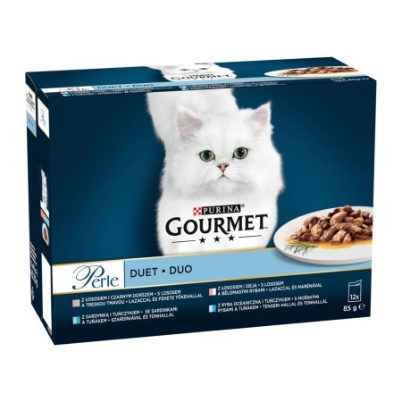 Gourmet Perle minifiletky losos-treska / morské ryby-tuniak / losos-bielomesé ryby / sardinky-tuniak v šťave multipack 12 x 85 g