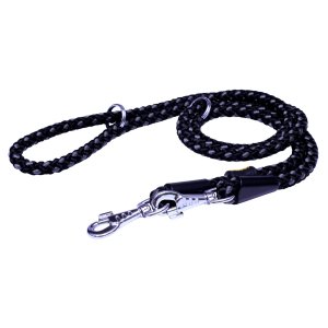 PROFIZOO Vodítko prepínacie - syntetické lano (14mm x 240cm) čierno-šedá