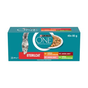 Purina One Multipack Sterilcat minifiletky s hovädzím/kurčaťom/lososom/morkou v šťave 40x85g