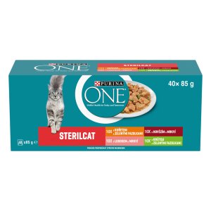 Purina One Multipack Sterilcat minifiletky s hovädzím/kurčaťom/lososom/morkou v šťave 40x85g
