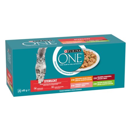 Purina One Multipack Sterilcat minifiletky s hovädzím/kurčaťom/lososom/morkou v šťave 40x85g