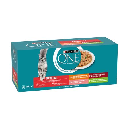 Purina One Multipack Sterilcat minifiletky s hovädzím/kurčaťom/lososom/morkou v šťave 40x85g