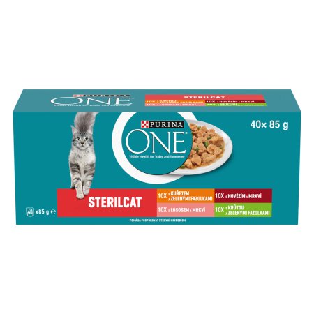 Purina One Multipack Sterilcat minifiletky s hovädzím/kurčaťom/lososom/morkou v šťave 40x85g