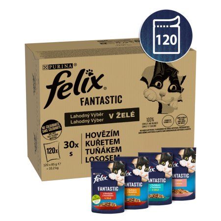 Felix Fantastic sáček Multipack hovädzie/ kurča/ tuniak/ losos 120 x 85 g