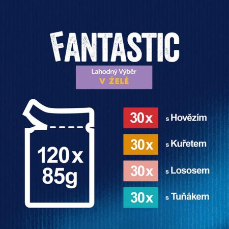 Felix Fantastic sáček Multipack hovädzie/ kurča/ tuniak/ losos 120 x 85 g