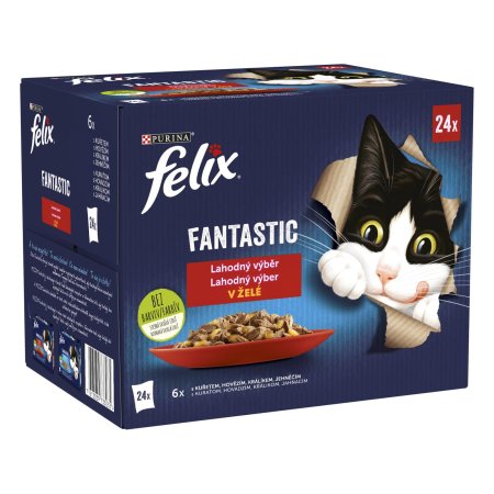 Felix Fantastic Multipack kurča/hovädzie/králik/jahňacie v želé 24 x 85 g