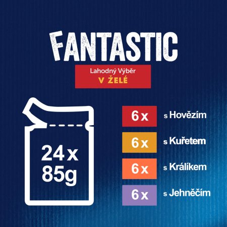 Felix Fantastic Multipack kurča/hovädzie/králik/jahňacie v želé 24 x 85 g