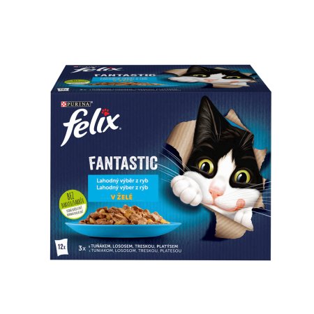 Felix Fantastic Multipack losos/plates/tuniak/treska v želé 12 x 85 g